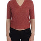 Dolce & Gabbana Enchanting Red Tweed V-Neck Sweater