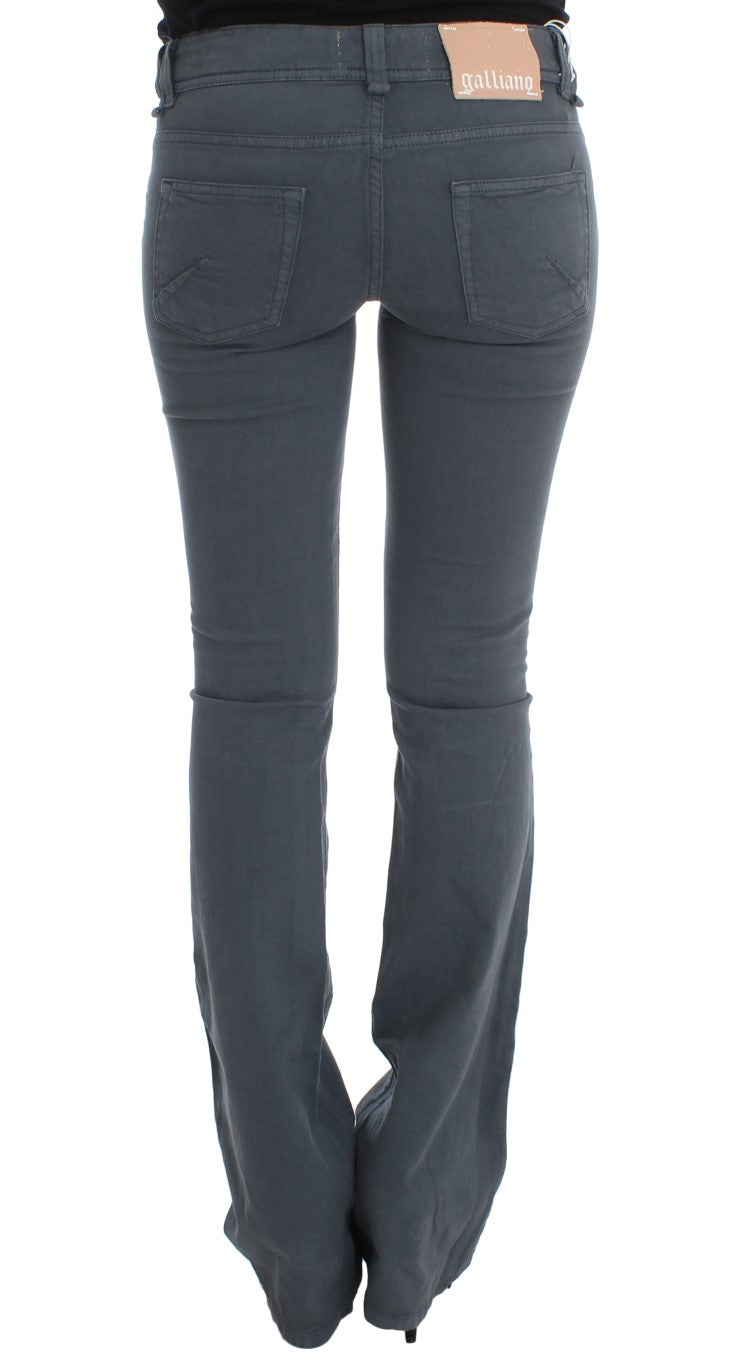 John Galliano Blue Cotton Blend Slim Fit Bootcut Jeans