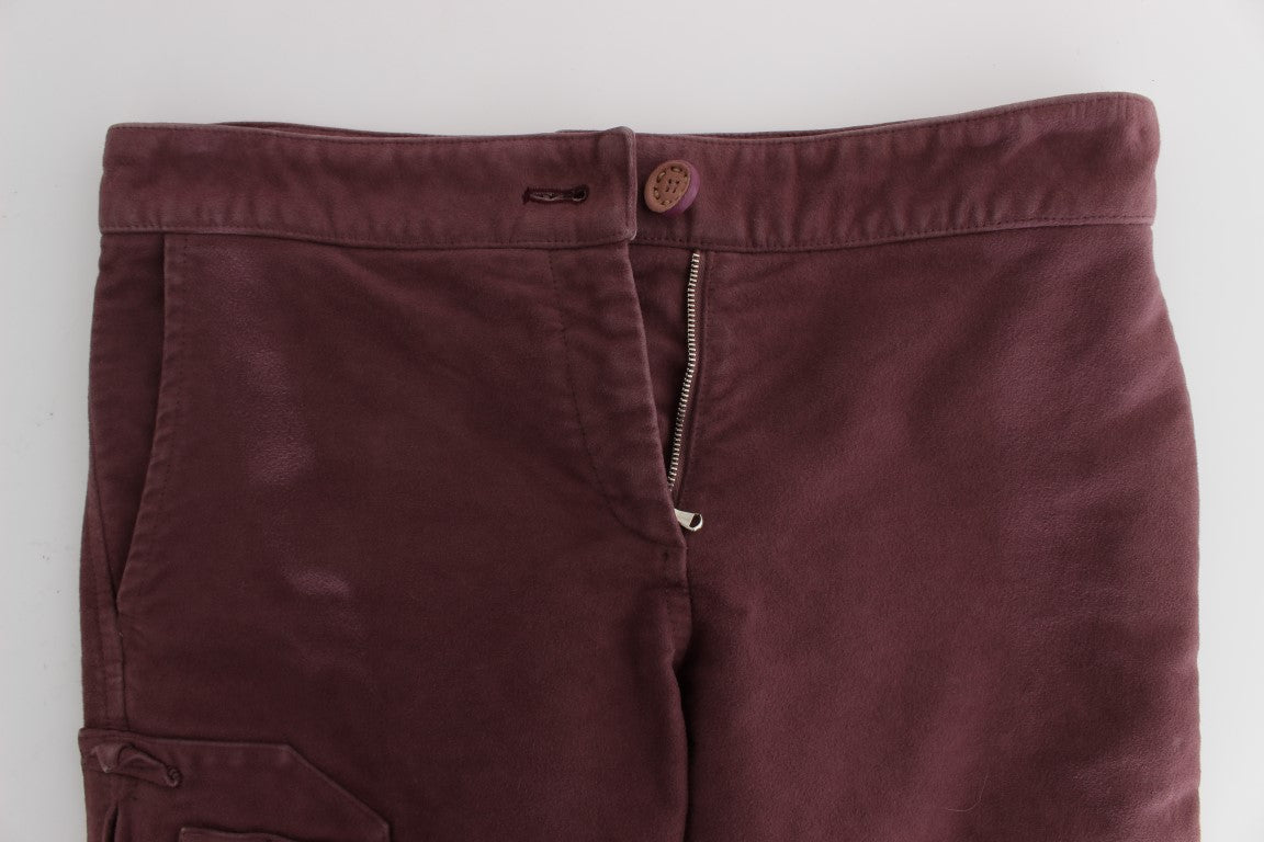 Ermanno Scervino Bordeaux Cotton Cropped Cargo Pants