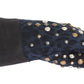 Dolce & Gabbana Gray Wool Shearling Studded Blue Leopard Gloves