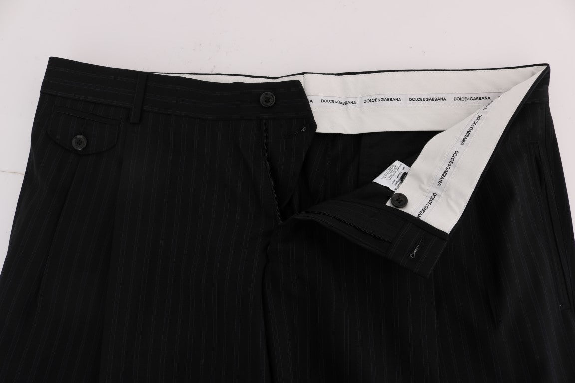 Dolce & Gabbana Blue Striped Wool Stretch Pants