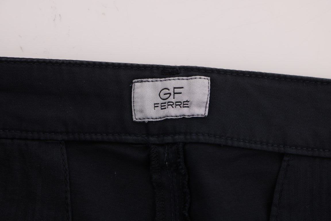 GF Ferre Sleek Blue Cotton Stretch Pants for Men