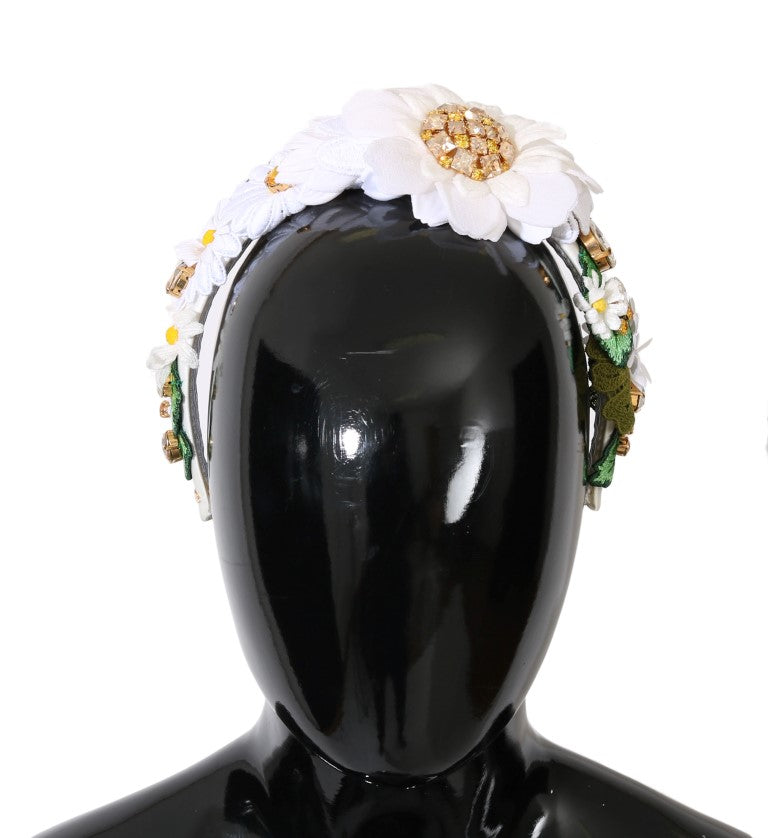 Dolce & Gabbana Yellow White Sunflower Crystal Headband