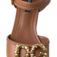 Dolce & Gabbana Chic Brown Leather Ankle Strap Wedges