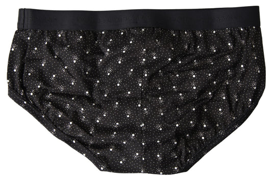 Dolce & Gabbana Black Dotted Cotton Brandon Briefs Underwear