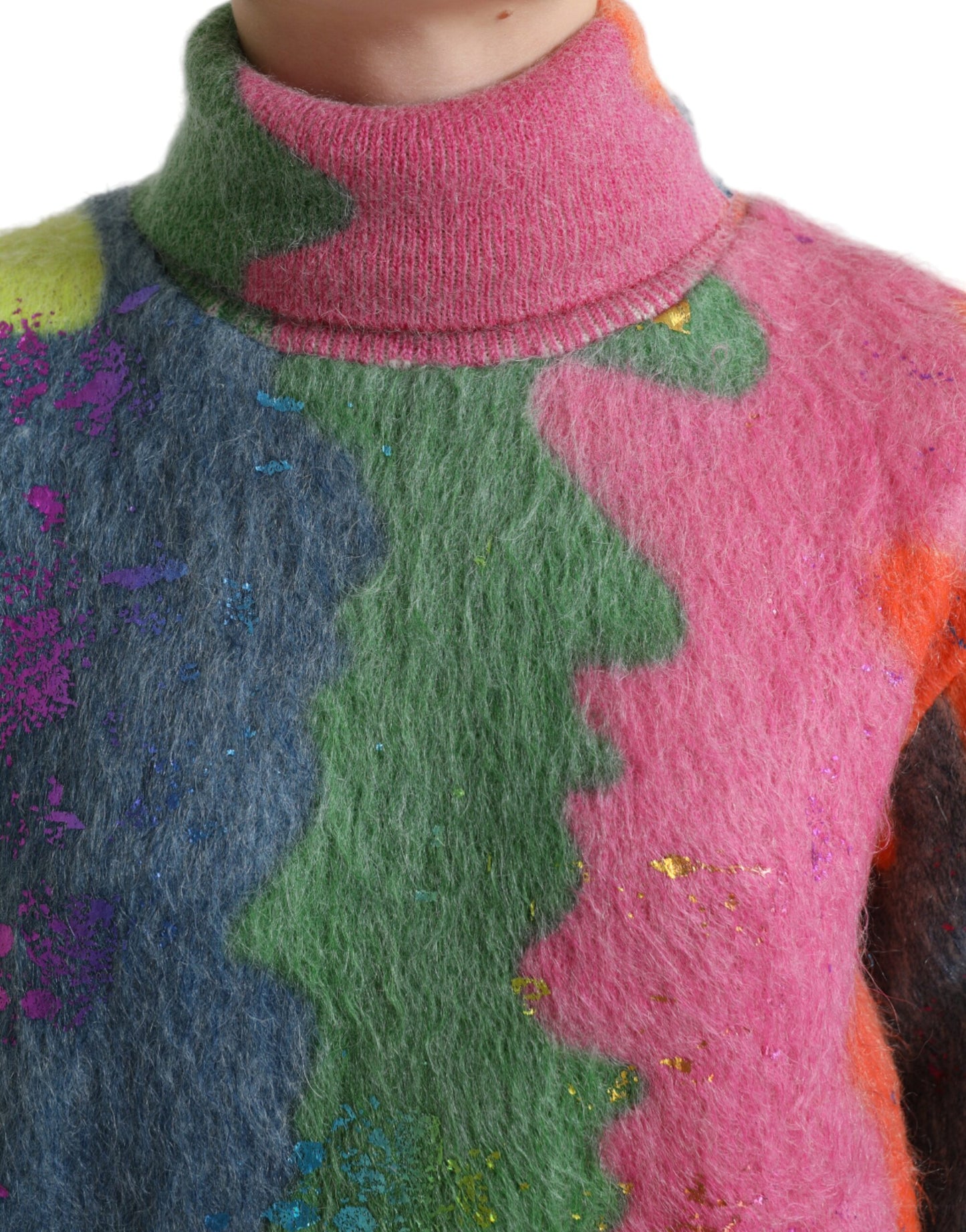 Dolce & Gabbana Multicolor Mohair Stripe Turtleneck Sweater