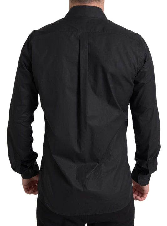 Dolce & Gabbana Black Collared Long Sleeve MARTINI Shirt
