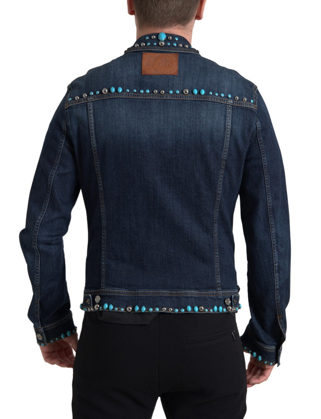 Dolce & Gabbana Embellished Turquoise Denim Jacket