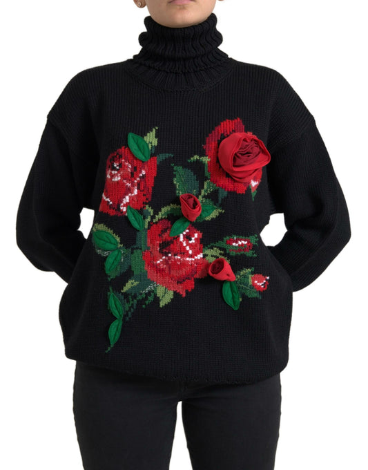 Dolce & Gabbana Elegant Floral Knitted Wool-Cashmere Sweater