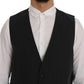 Dolce & Gabbana Elegant Gray Striped Men's Waistcoat Vest