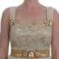 Dolce & Gabbana Gold Silk Crystal Embellished Dress