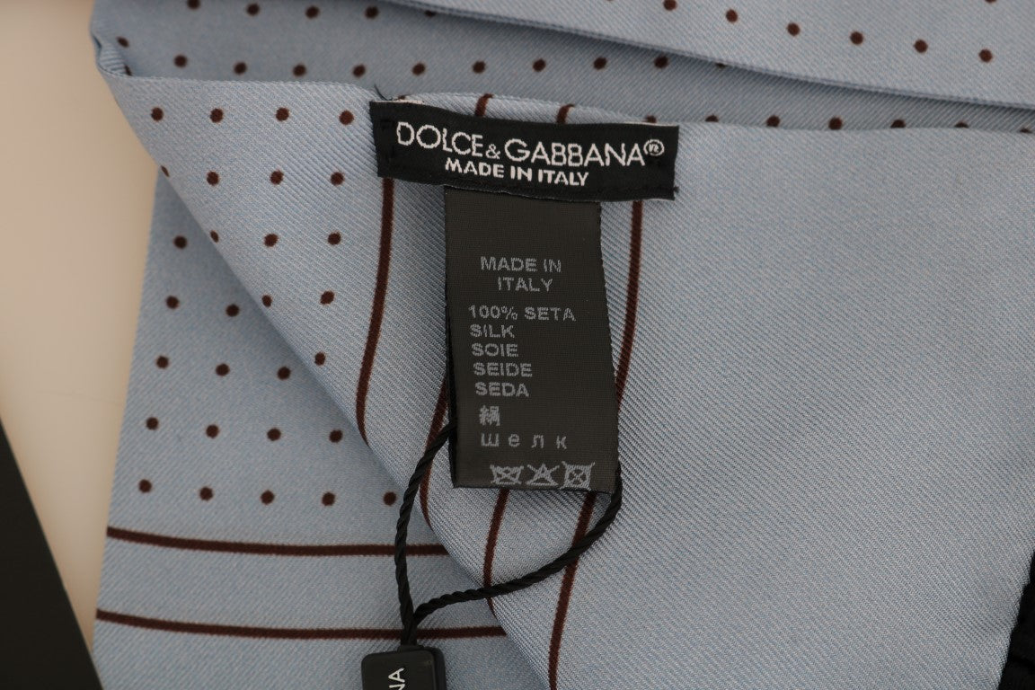 Dolce & Gabbana Blue Silk Polka Dot Scarf