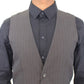 Dolce & Gabbana Gray Striped Formal Dress Vest