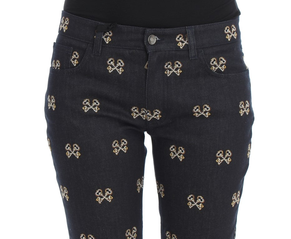 Dolce & Gabbana Blue Key Embroidered Slim Fit KATE Jeans