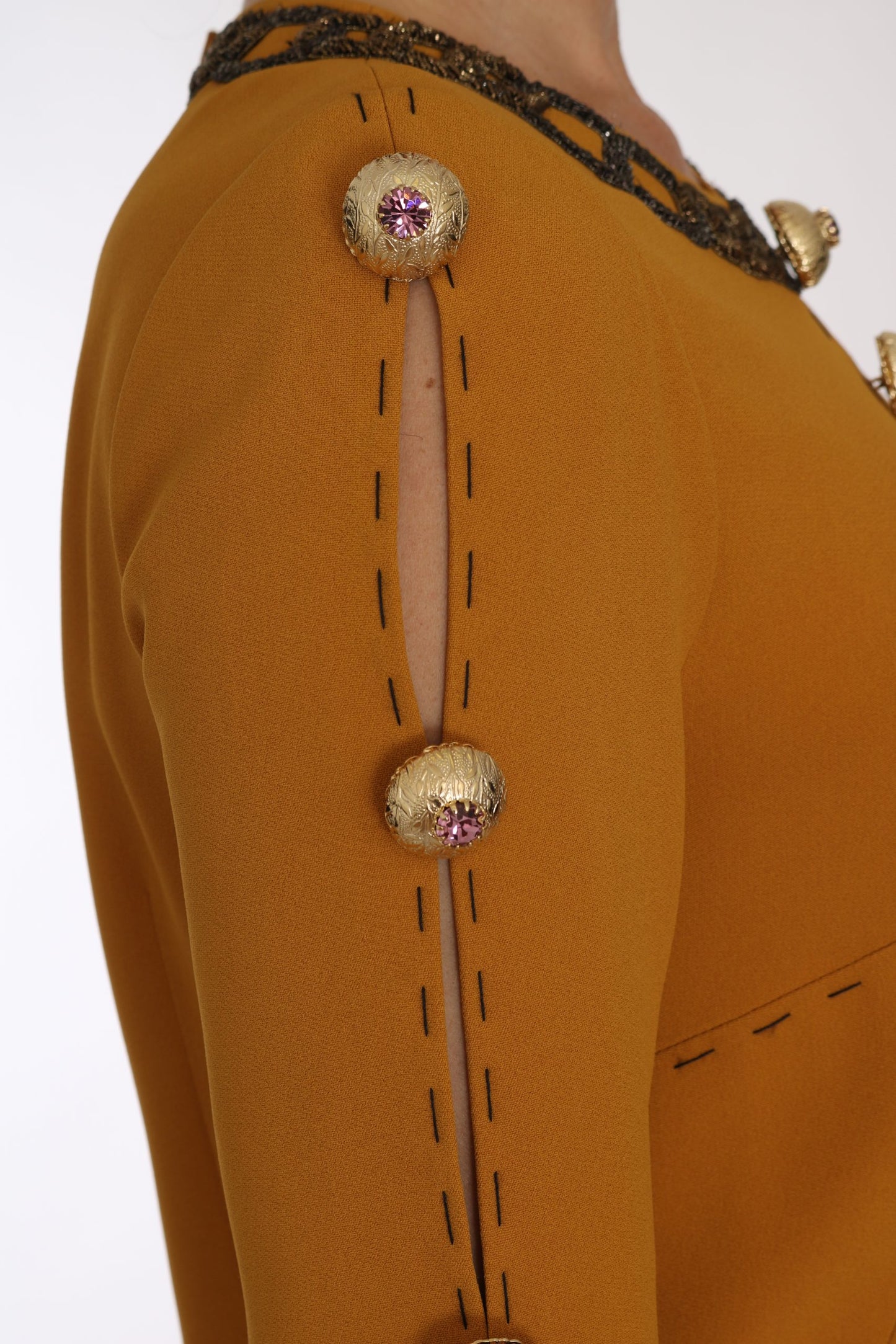 Dolce & Gabbana Brown Mini  Crystal Embellished Dress