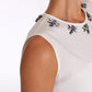 Dolce & Gabbana White Silk Crystal Embellished Fly T-shirt