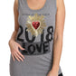 Dolce & Gabbana Gray Tank Top Crystal Sequined Heart  T-shirt