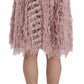 Dolce & Gabbana Pink Gold Fringe Metallic Pencil A-line Skirt