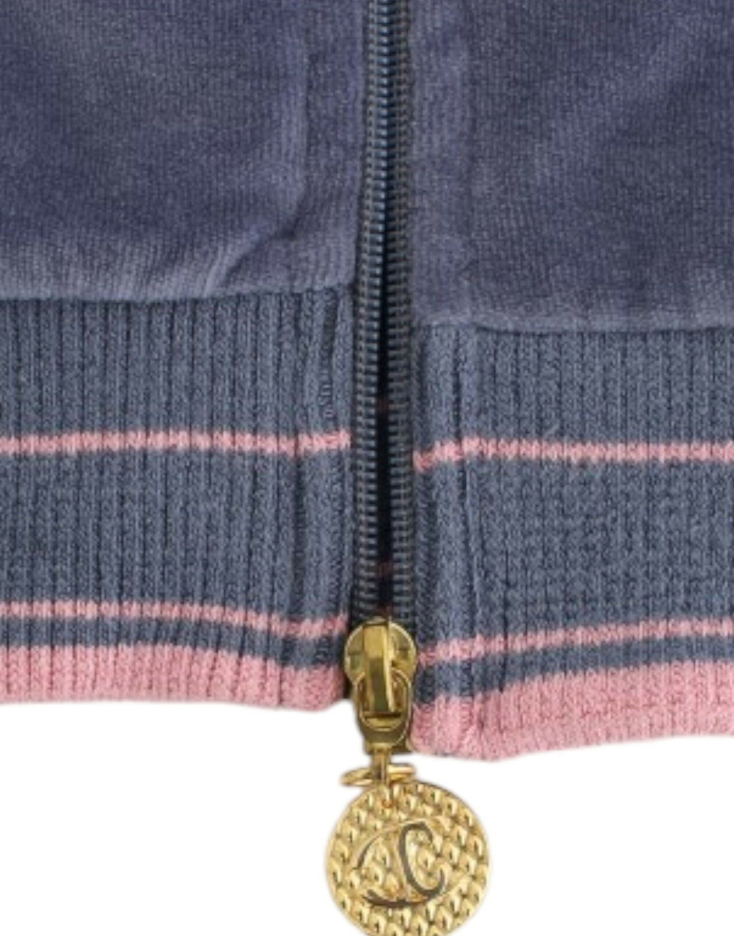 Cavalli Blue velvet zipup sweater