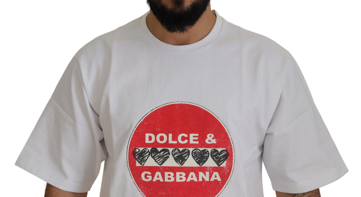 Dolce & Gabbana Chic White Cotton Heart Amor T-shirt