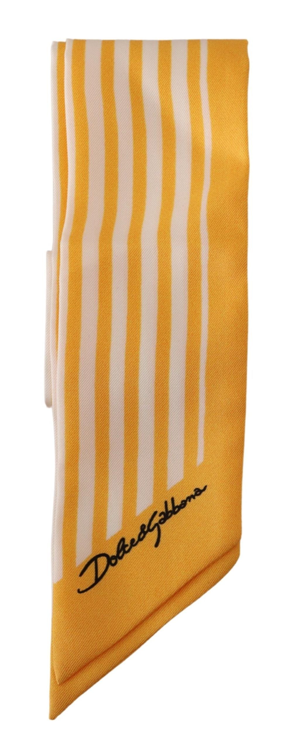 Dolce & Gabbana Yellow Stripes Twill Silk Foulard ShawlScarf