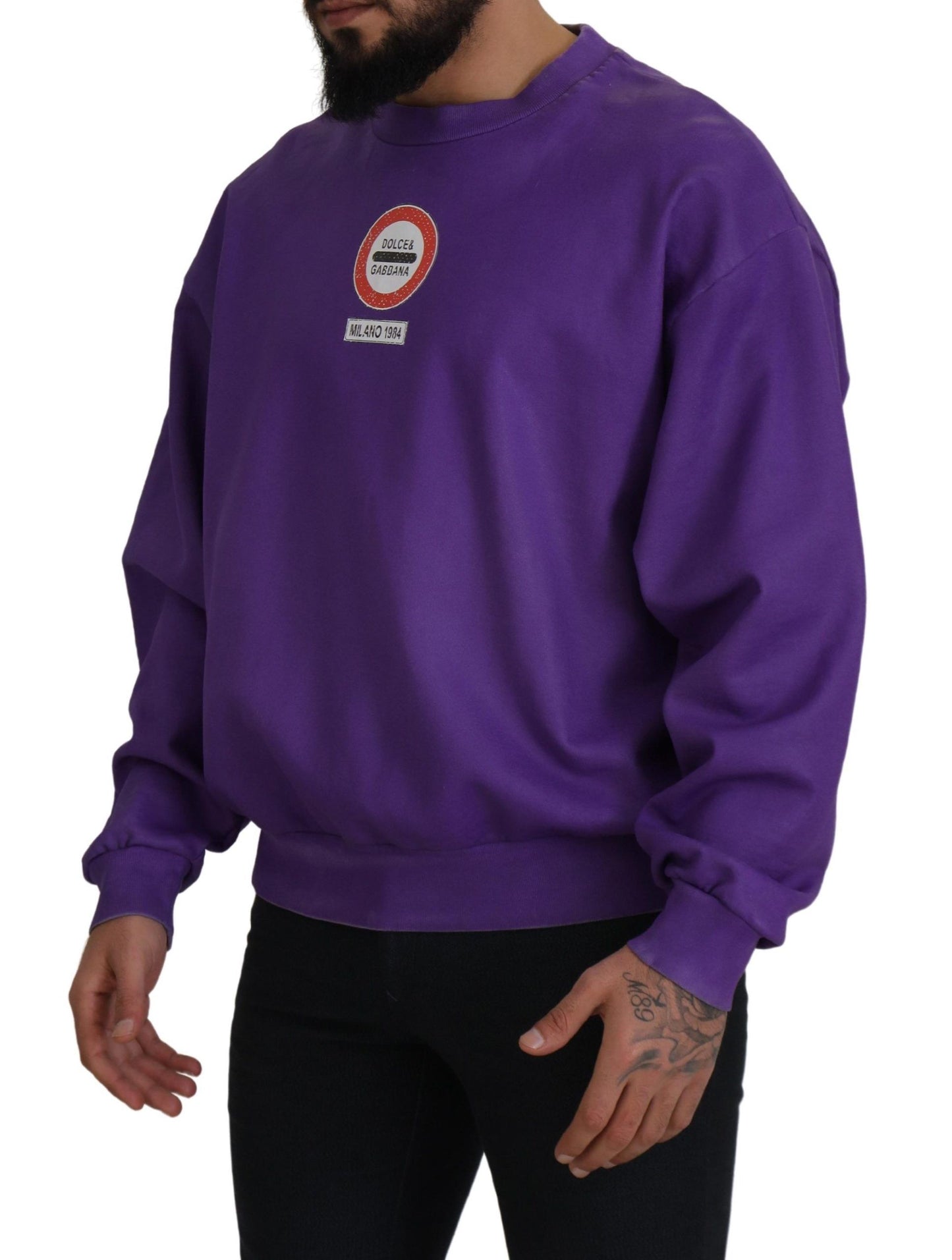 Dolce & Gabbana Elegant Purple Cotton Crewneck Sweater