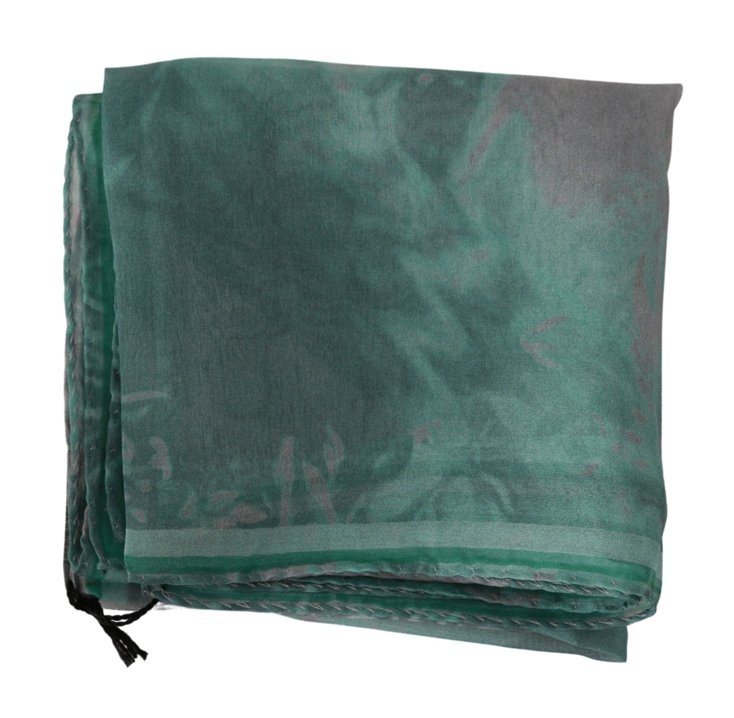 Costume National Green Silk Shawl Foulard Wrap Scarf