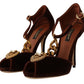 Dolce & Gabbana Elegant Gold Detail Velvet Heels