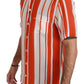 Dolce & Gabbana Elegant Striped Silk Shirt - White & Orange