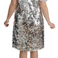 Dolce & Gabbana Silver Sequined Crystal Shift Gown Dress