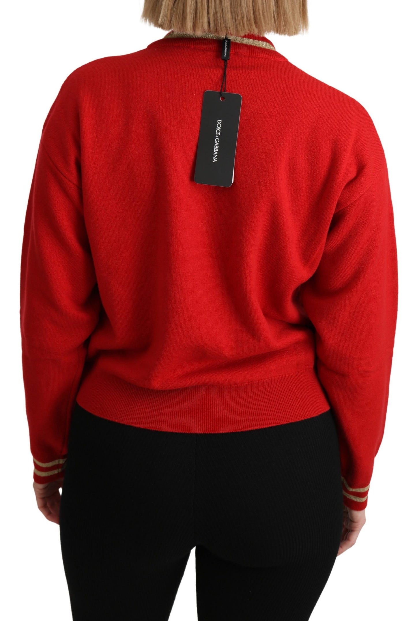 Dolce & Gabbana Radiant Red Cartoon Motive Cashmere Sweater