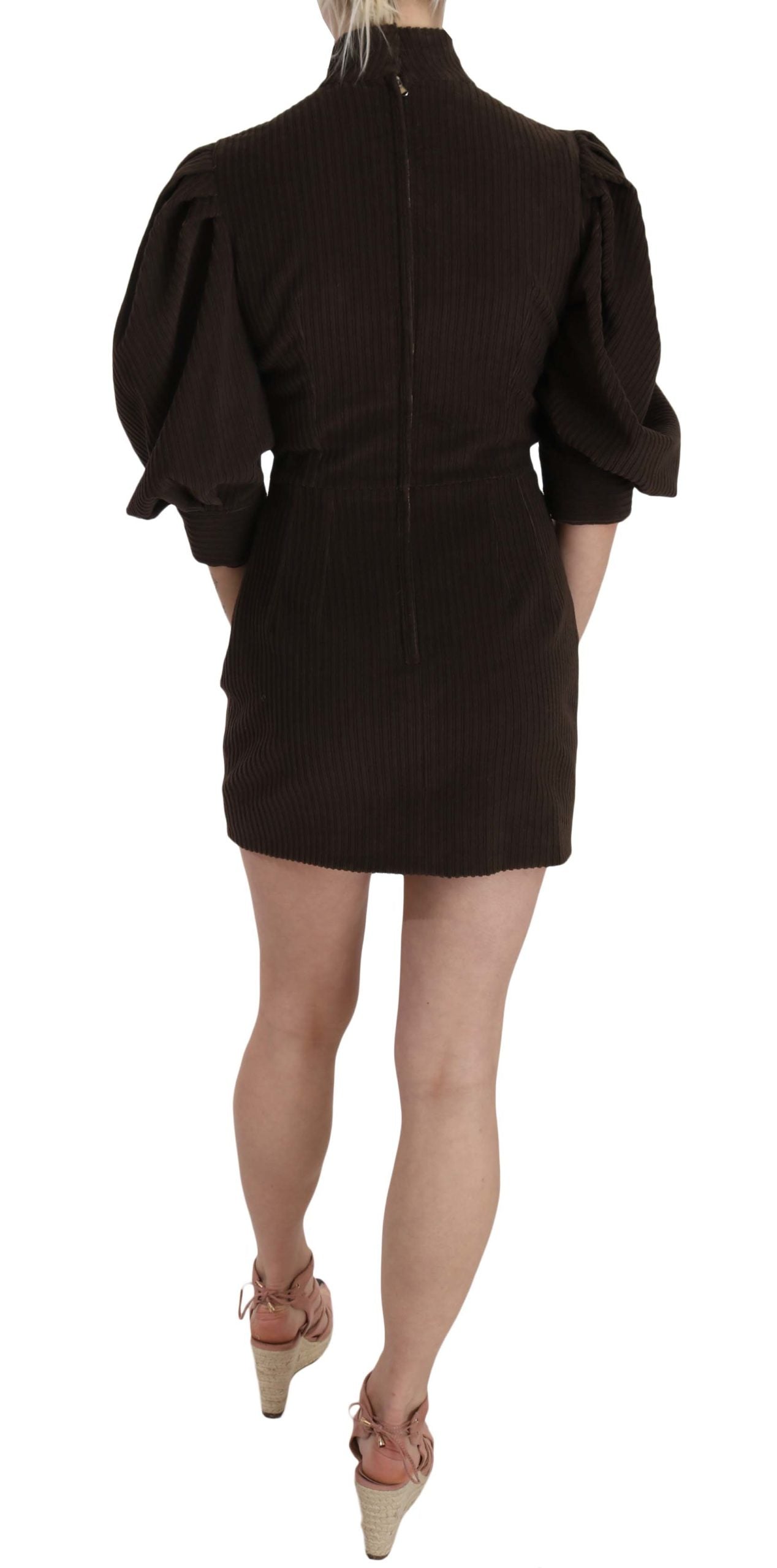 Dolce & Gabbana Chic Brown Corduroy Bodycon Mini Dress