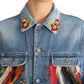 Dolce & Gabbana Floral Embroidered Denim Elegance Jacket