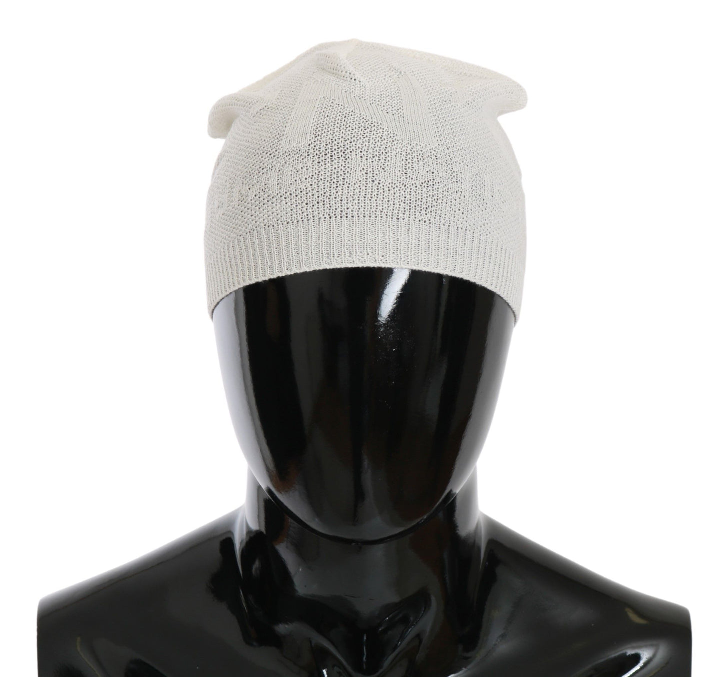 Costume National Beanie White Wool Blend Branded Hat