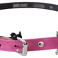 Just Cavalli Pink Silver Chrome Metal Buckle Waist Belt