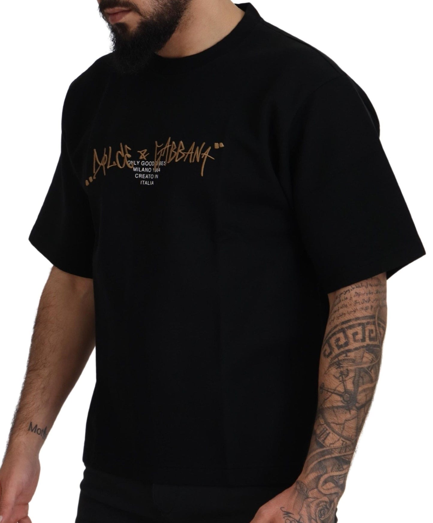 Dolce & Gabbana Elegant Black Cotton Blend Crewneck T-Shirt