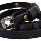 GF Ferre Black Leather Thin Gold Metal Chrome Buckle Belt