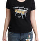 Moschino Chic Black Cotton Tee with Playful Print