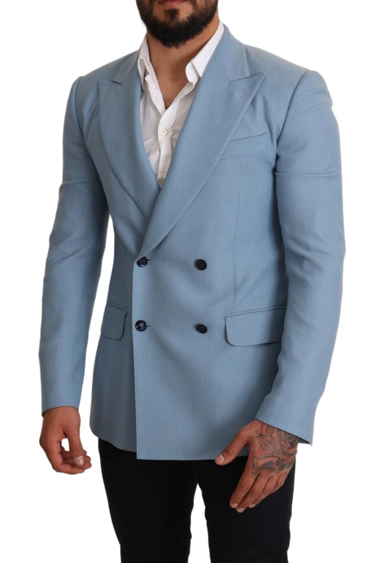Dolce & Gabbana Elegant Blue Cashmere-Silk Men's Blazer