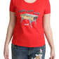 Moschino Chic Red Cotton Tee with Playful Print