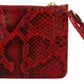 Dolce & Gabbana Elegant Red Leather Ayers Snake Clutch