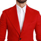 Dolce & Gabbana Elegant Red Cashmere Slim Fit Blazer