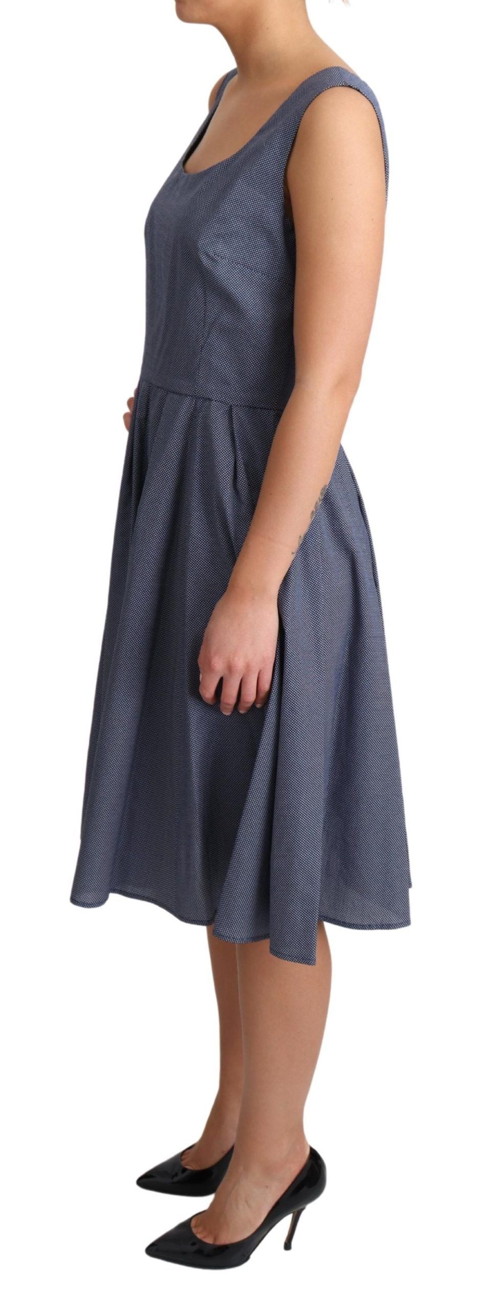 Dolce & Gabbana Chic Blue Polka-Dotted Sleeveless A-Line Dress