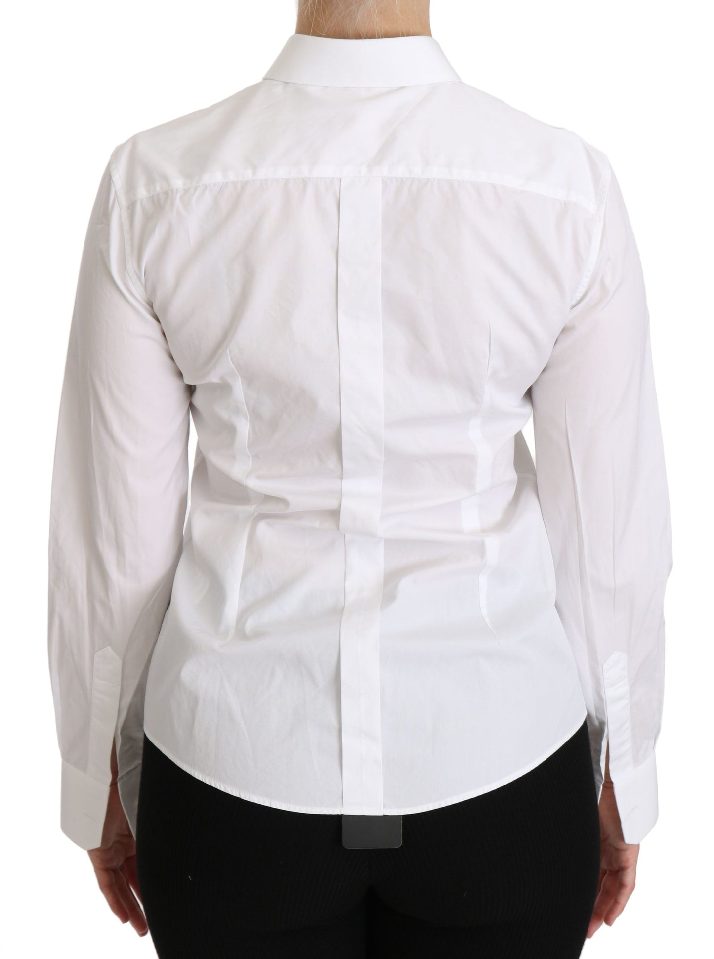 Dolce & Gabbana White Collared Long Sleeve Polo Shirt