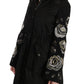 John Richmond Elegant Black Beaded Parka Jacket for Women