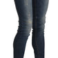Acht Chic Blue Washed Skinny Cropped Jeans