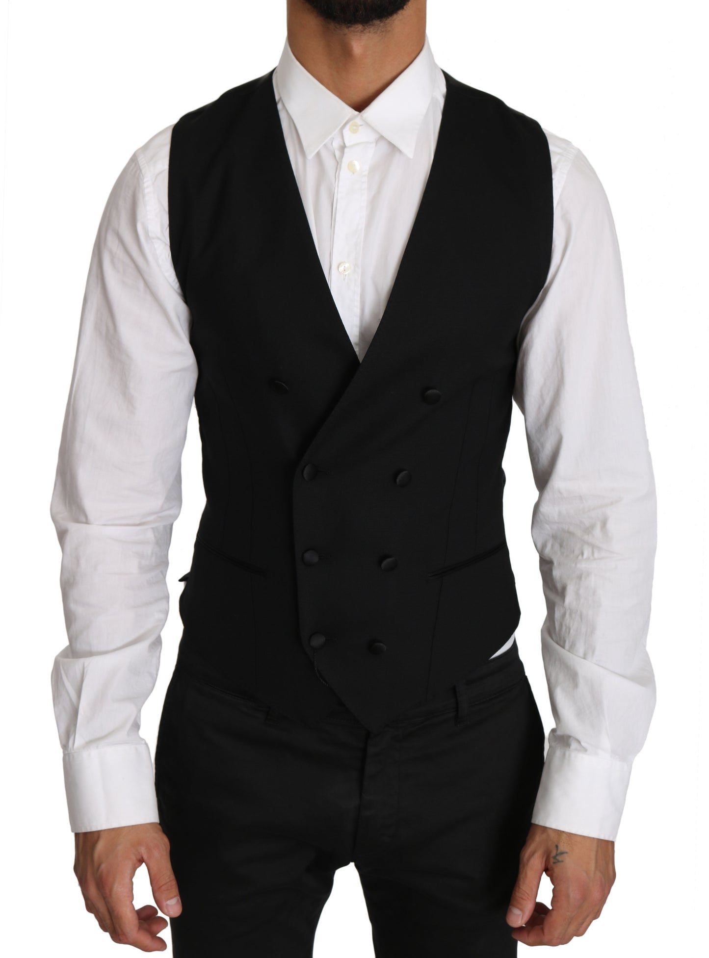 Dolce & Gabbana Gray Wool Double Breasted Waistcoat Vest