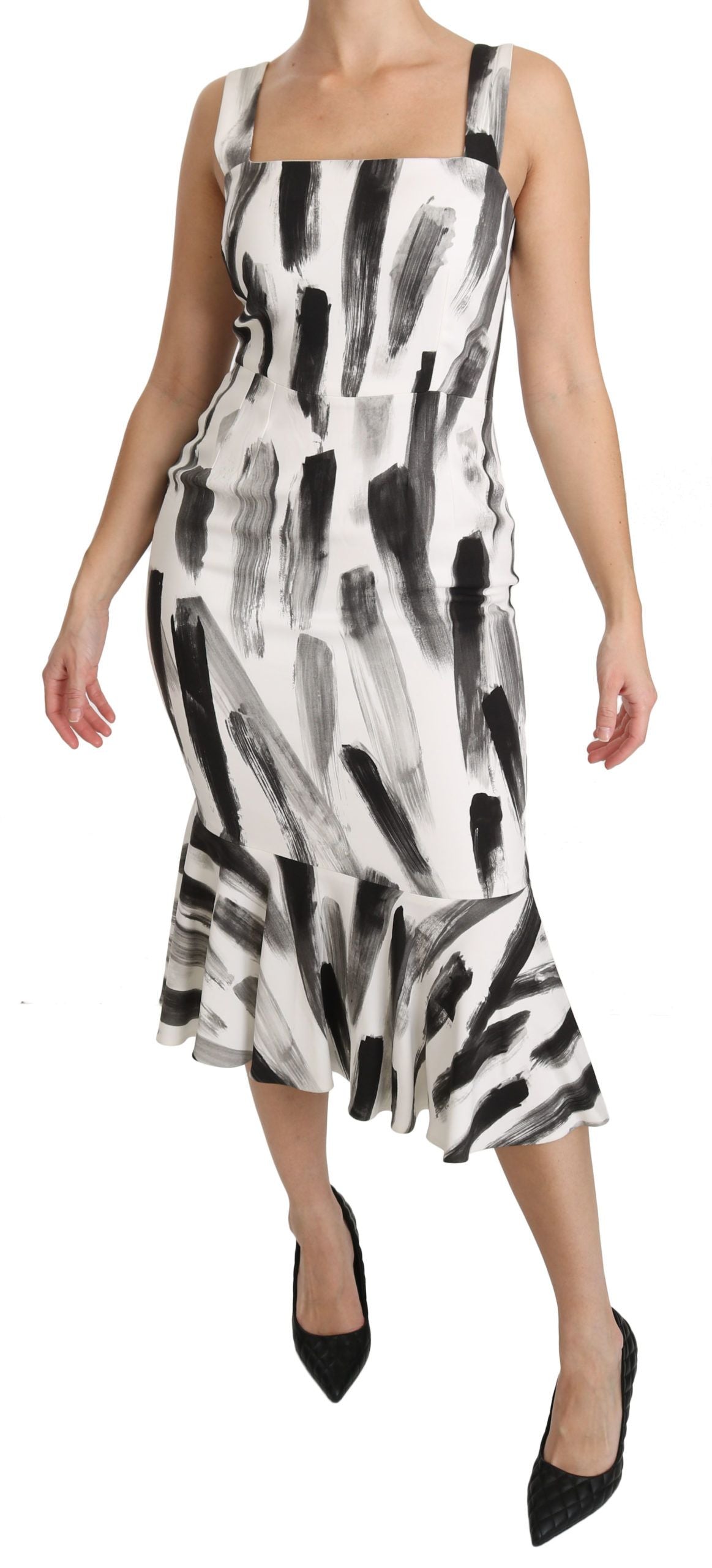Dolce & Gabbana Chic Monochrome Sheath Midi Dress