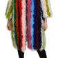 Dolce & Gabbana Multicolor Turkey Feather Cape Fur Coat