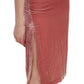 PINKO Pink Lace Silk-Blend Midi Dress with Side Slit